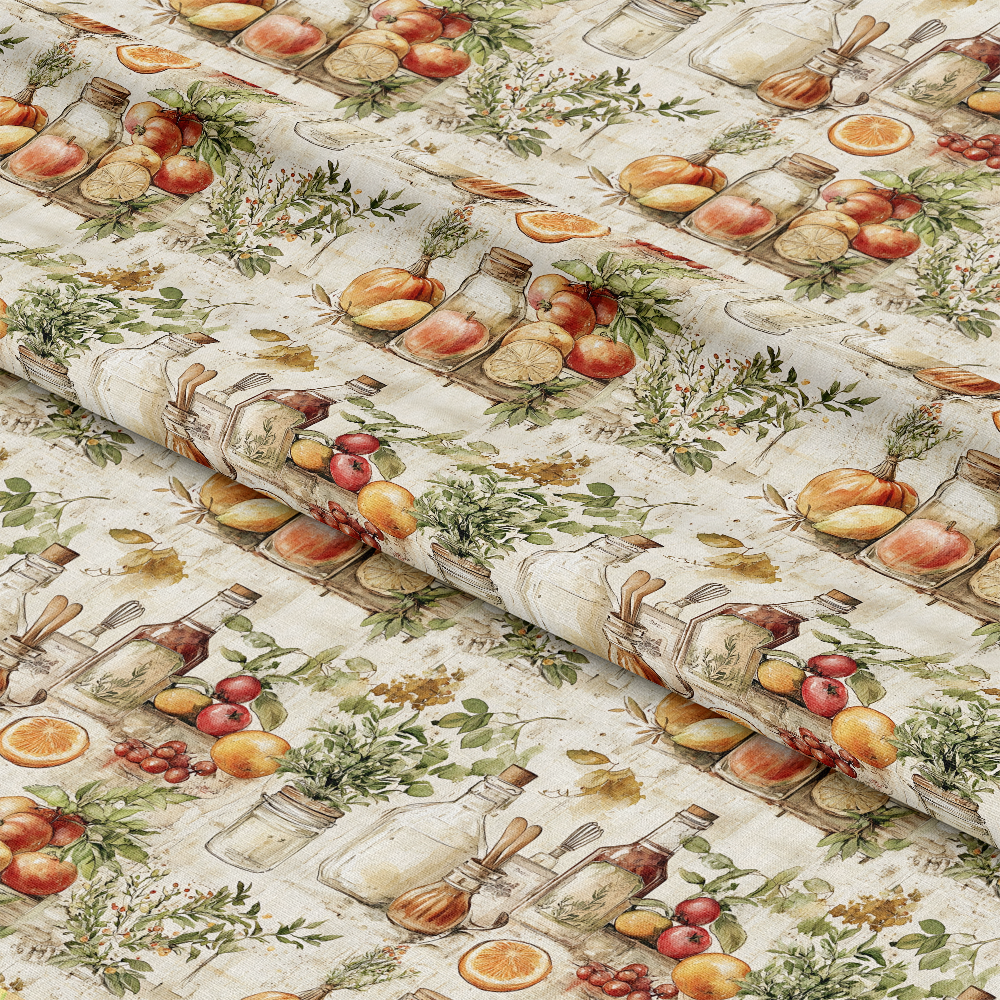 Vintage Kitchen Ingredients Pattern 1 Quilting Cotton Fabric
