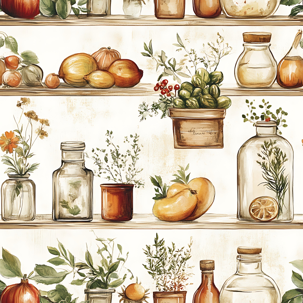 Vintage Kitchen Ingredients Pattern 3 Quilting Cotton Fabric