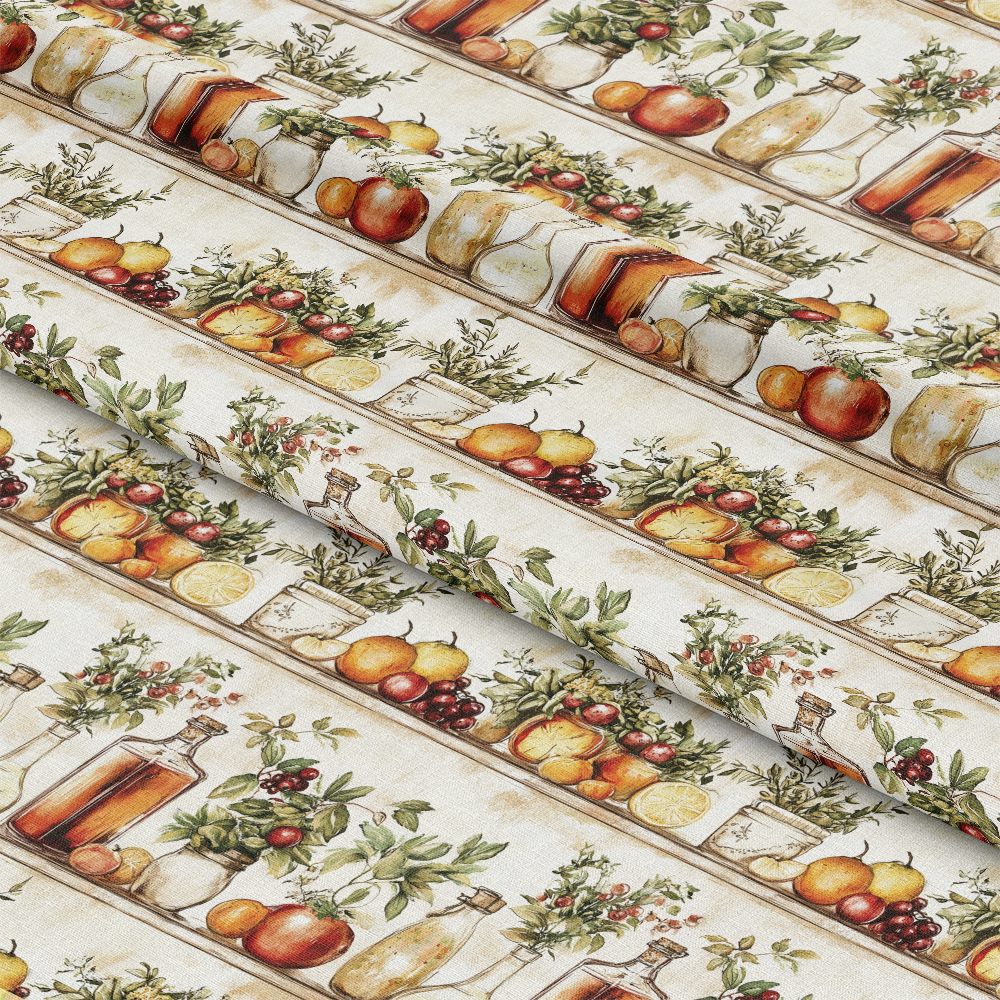 Vintage Kitchen Ingredients Pattern 4 Quilting Cotton Fabric