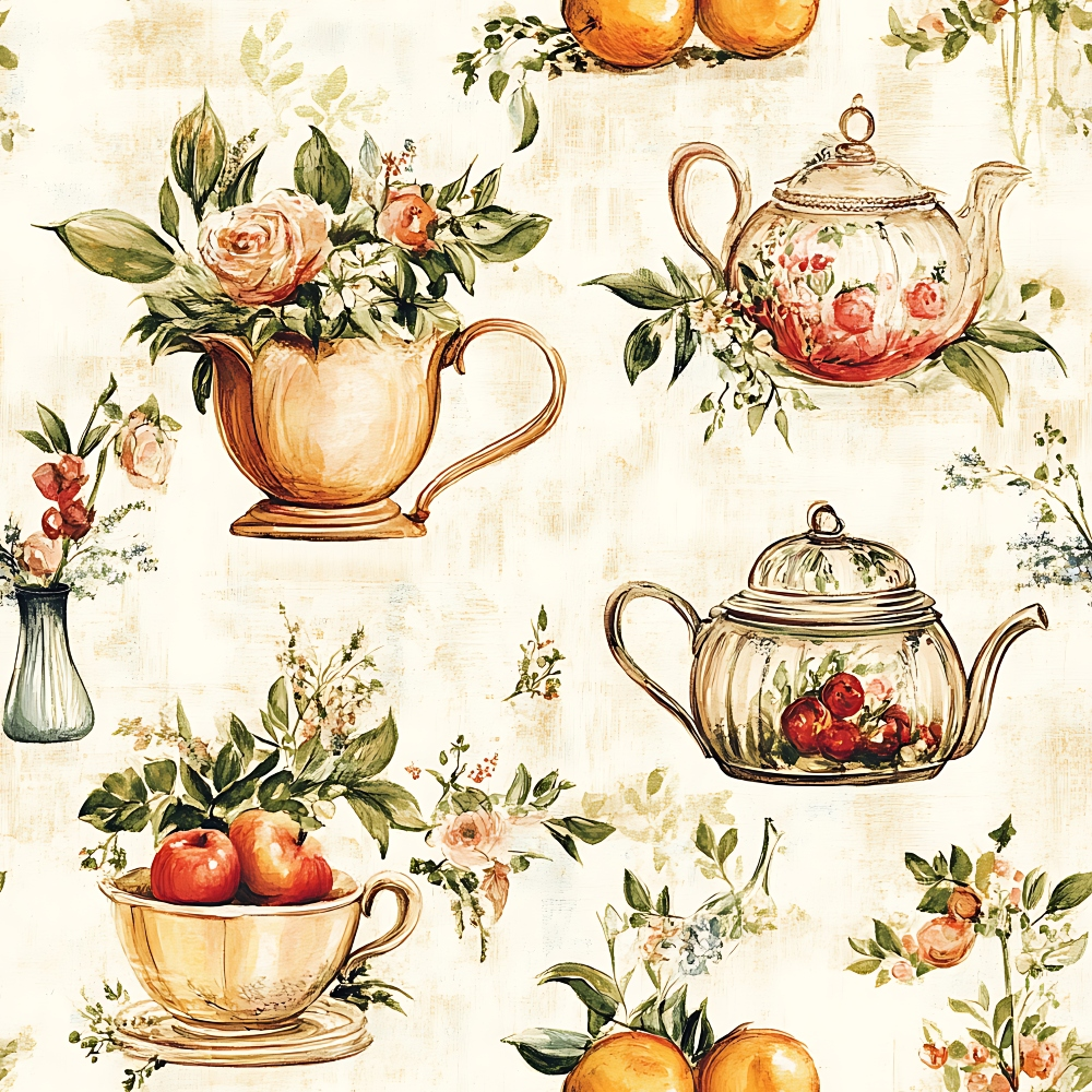 Vintage Kitchen Ingredients Pattern 5 Quilting Cotton Fabric