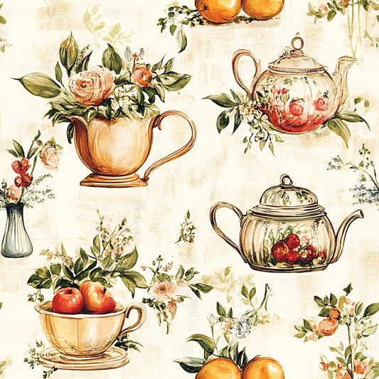 Vintage Kitchen Ingredients Pattern 5 Quilting Cotton Fabric