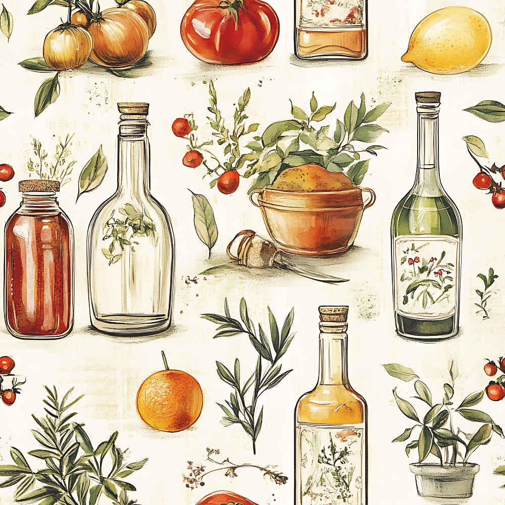Vintage Kitchen Ingredients Pattern 6 Quilting Cotton Fabric