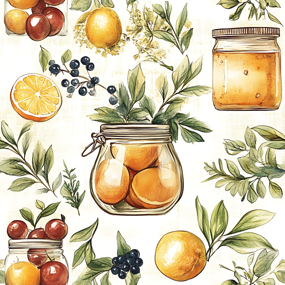 Vintage Kitchen Ingredients Pattern 7 Quilting Cotton Fabric