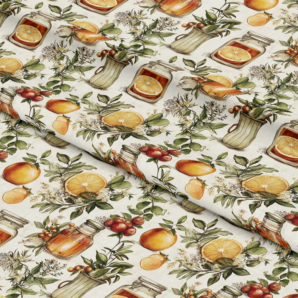 Vintage Kitchen Ingredients Pattern 8 Quilting Cotton Fabric