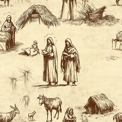 Vintage Nativity Scenes Pattern 10 Quilting Cotton Fabric