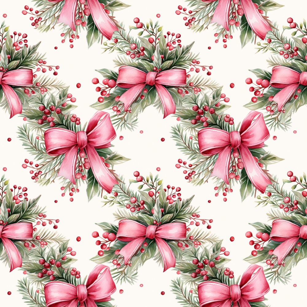 Vintage Pink Christmas Pattern 10 Quilting Cotton Fabric