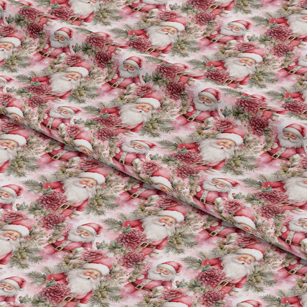 Vintage Pink Christmas Pattern 1 Quilting Cotton Fabric