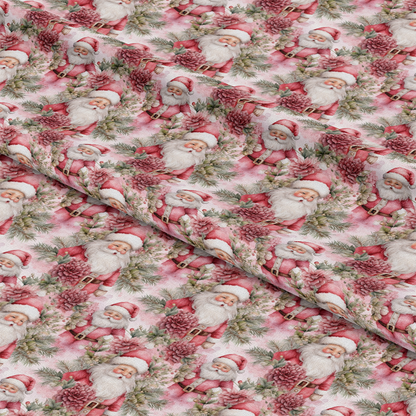 Vintage Pink Christmas Pattern 1 Quilting Cotton Fabric