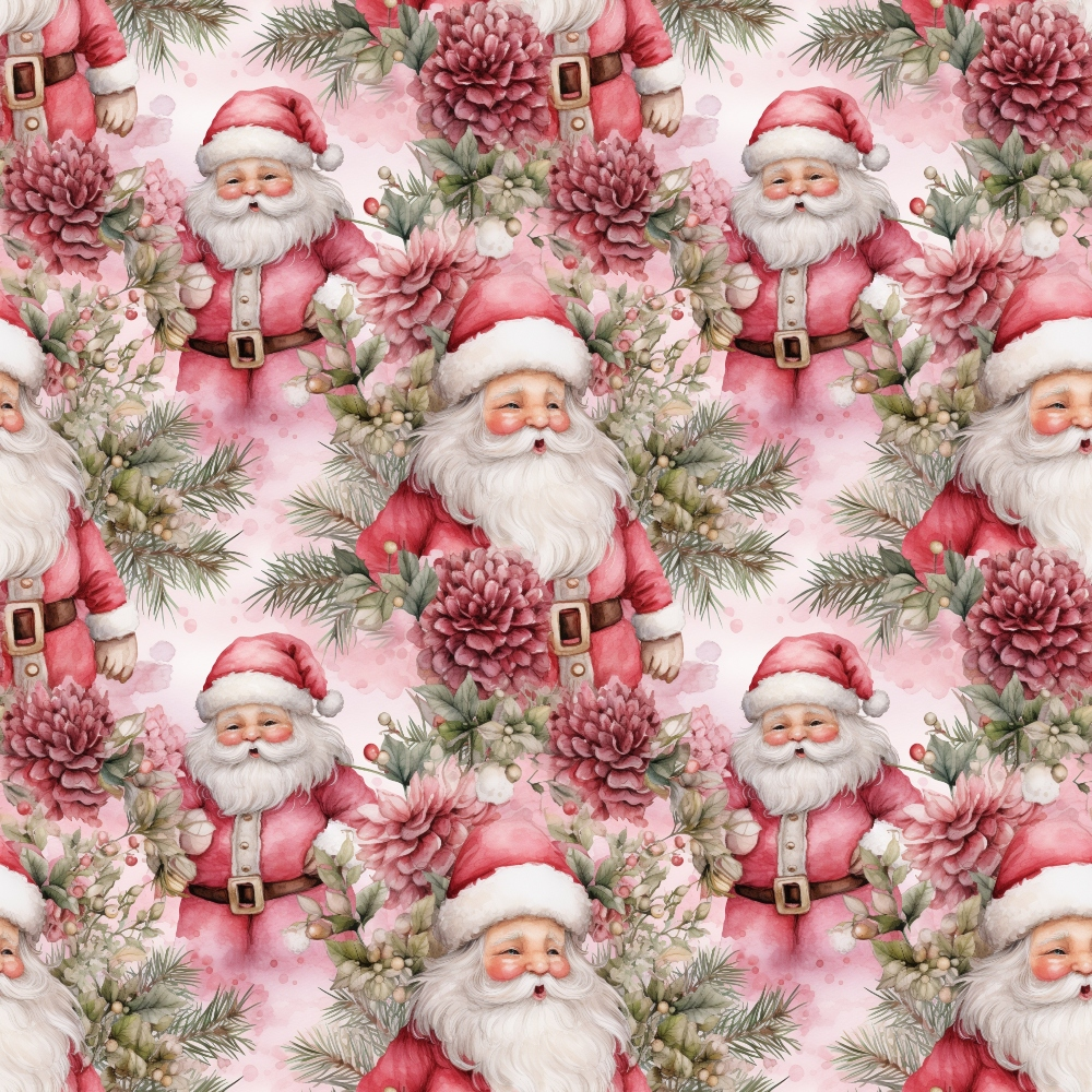 Vintage Pink Christmas Pattern 1 Quilting Cotton Fabric