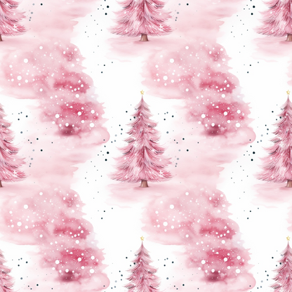 Vintage Pink Christmas Pattern 2 Quilting Cotton Fabric