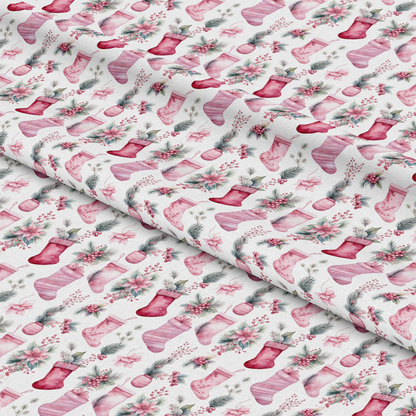 Vintage Pink Christmas Pattern 3 Quilting Cotton Fabric