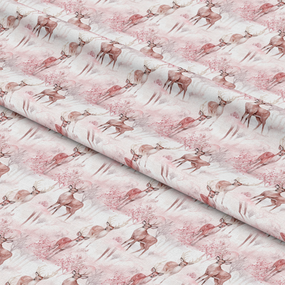 Vintage Pink Christmas Pattern 4 Quilting Cotton Fabric