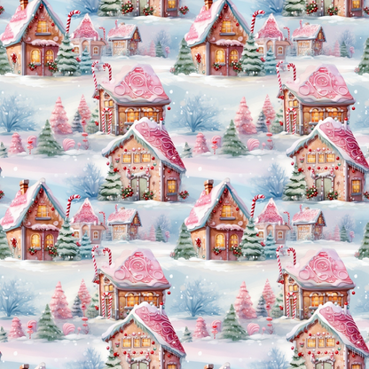Vintage Pink Christmas Pattern 5 Quilting Cotton Fabric