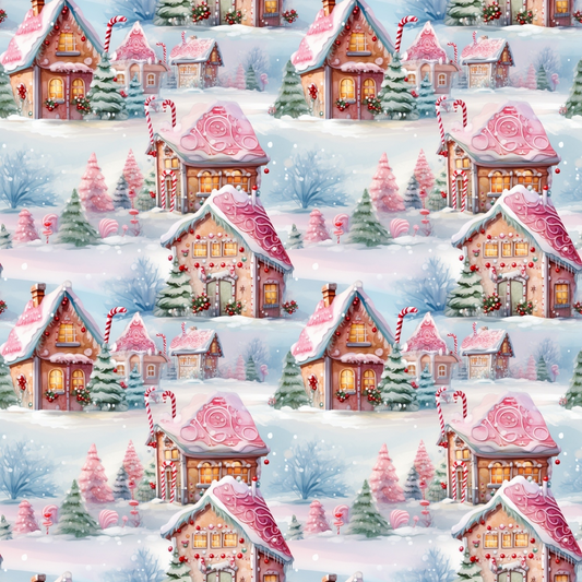 Vintage Pink Christmas Pattern 5 Quilting Cotton Fabric