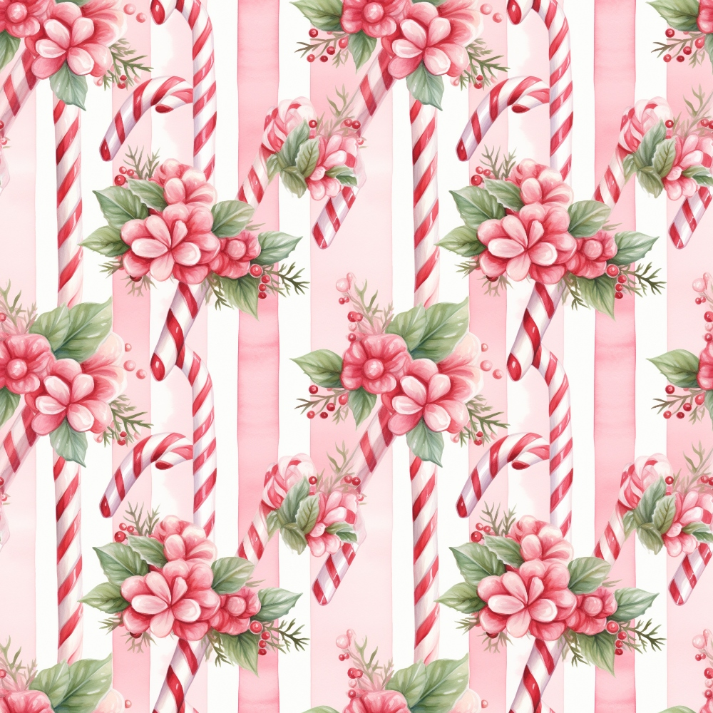 Vintage Pink Christmas Pattern 8 Quilting Cotton Fabric