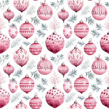 Vintage Pink Christmas Pattern 9 Quilting Cotton Fabric