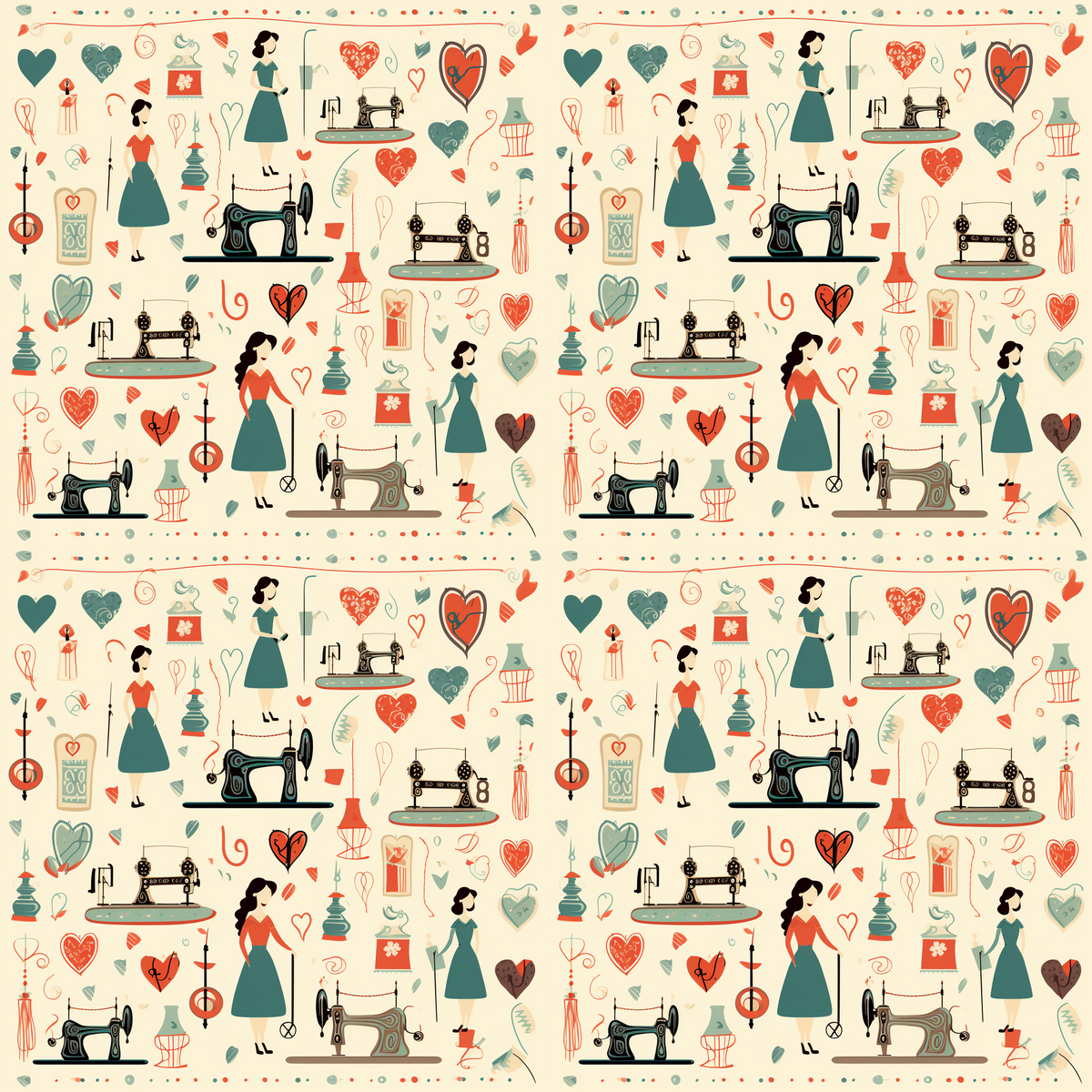 Retro Stitchery Pattern 3 Minky Fabric