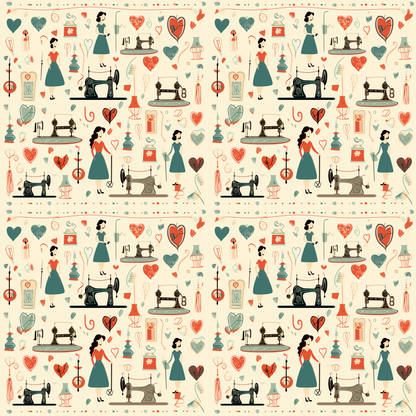 Retro Stitchery Pattern 3 Minky Fabric