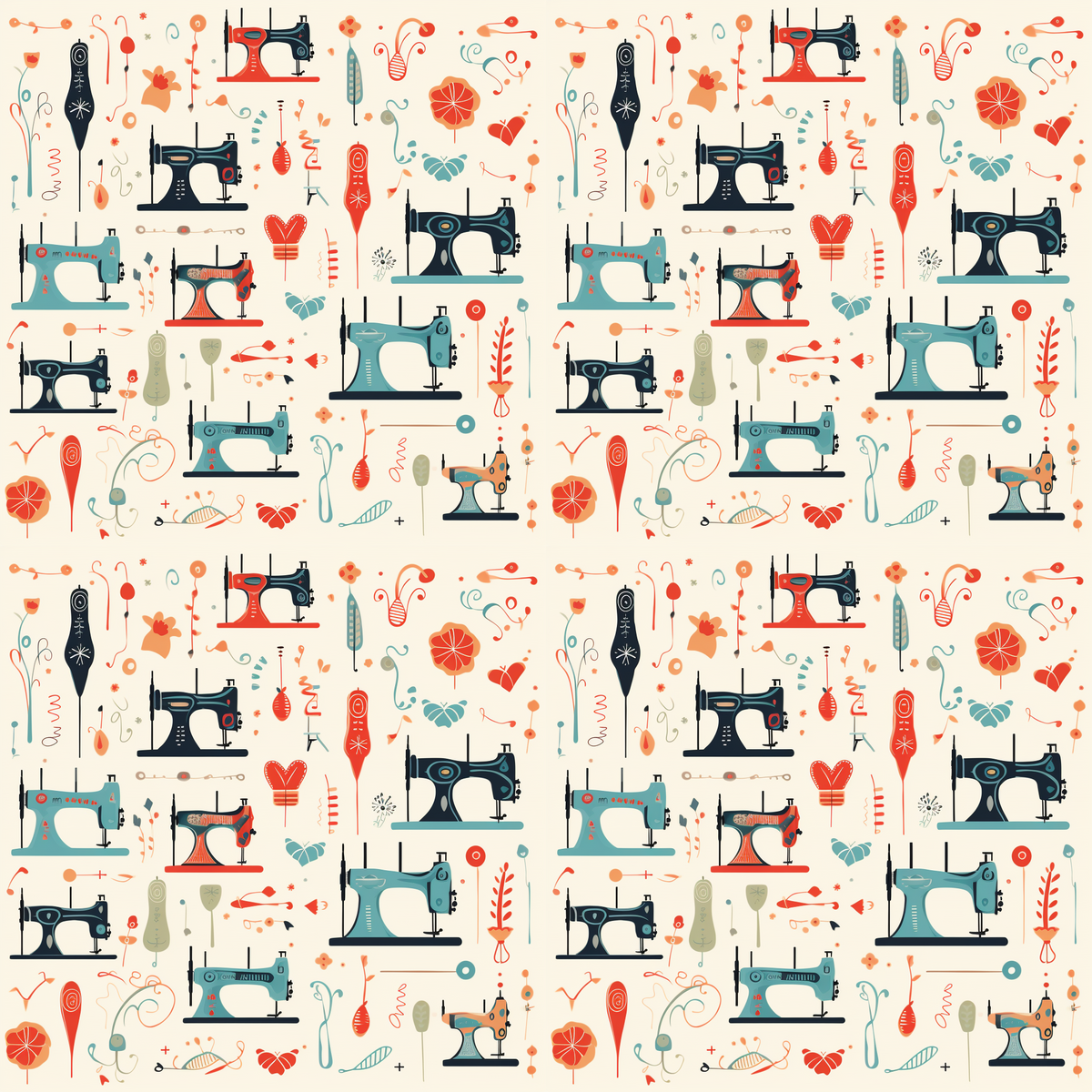Retro Stitchery Pattern 4 Minky Fabric