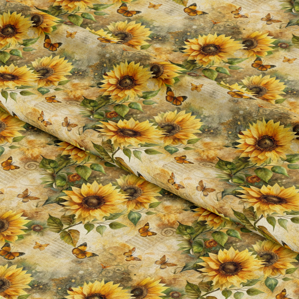 Vintage Sunflowers and Butterflies Pattern 11 Quilting Cotton Fabric