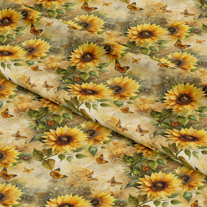 Vintage Sunflowers and Butterflies Pattern 11 Quilting Cotton Fabric