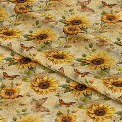 Vintage Sunflowers and Butterflies Pattern 8 Quilting Cotton Fabric