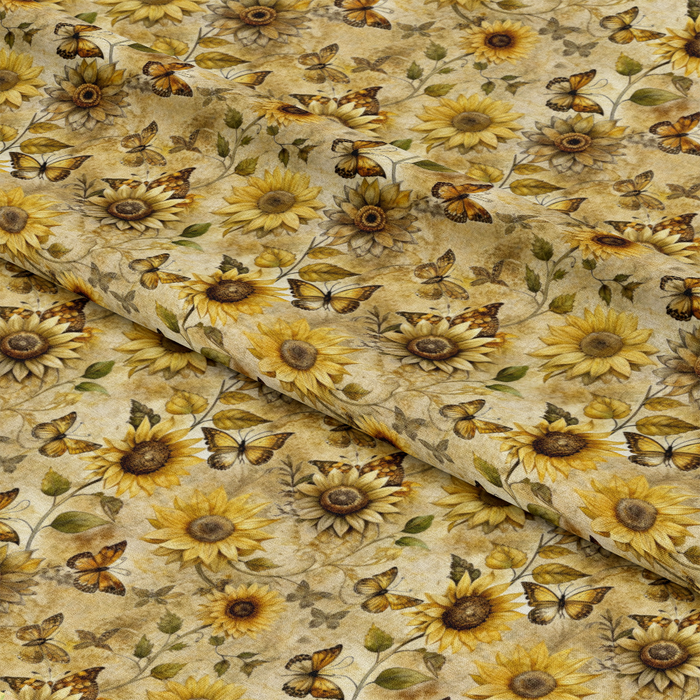 Vintage Sunflowers and Butterflies Pattern 9 Quilting Cotton Fabric