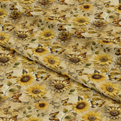 Vintage Sunflowers and Butterflies Pattern 9 Quilting Cotton Fabric