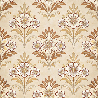 Vintage Beige Sepia Floral Pattern 3 Quilting Cotton Fabric