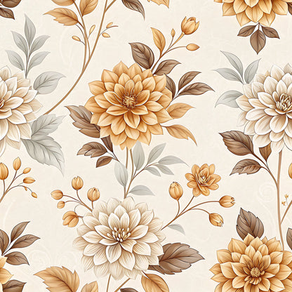 Vintage Beige Sepia Floral Pattern 7 Quilting Cotton Fabric