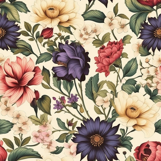 Antique Bouquet Pattern 17 Minky Fabric