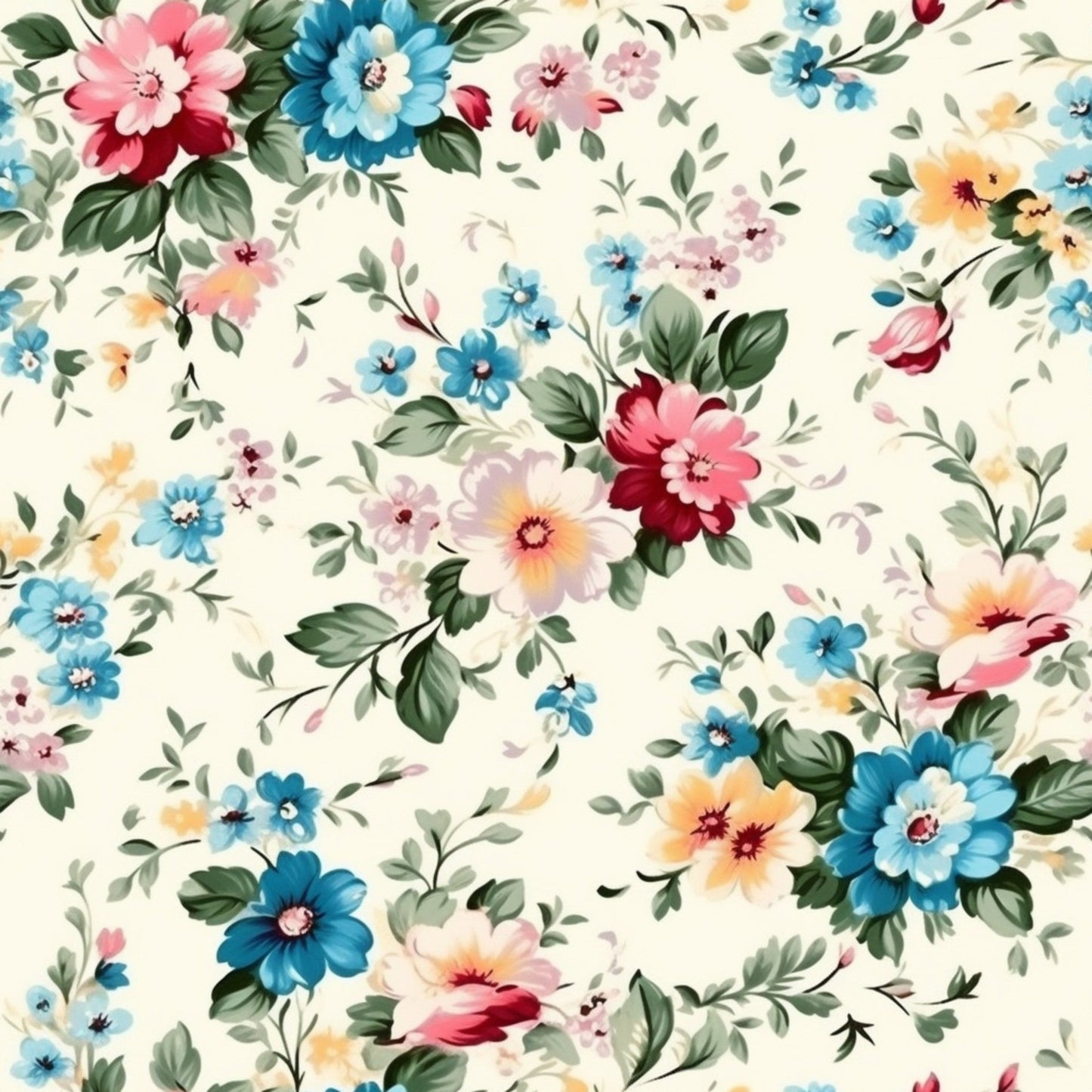 Vintage Floral Pattern 2 Quilting Cotton Fabric