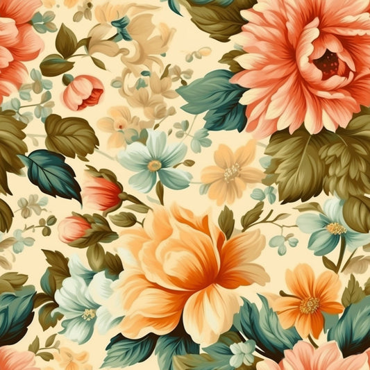 Antique Bouquet Pattern 4 Minky Fabric