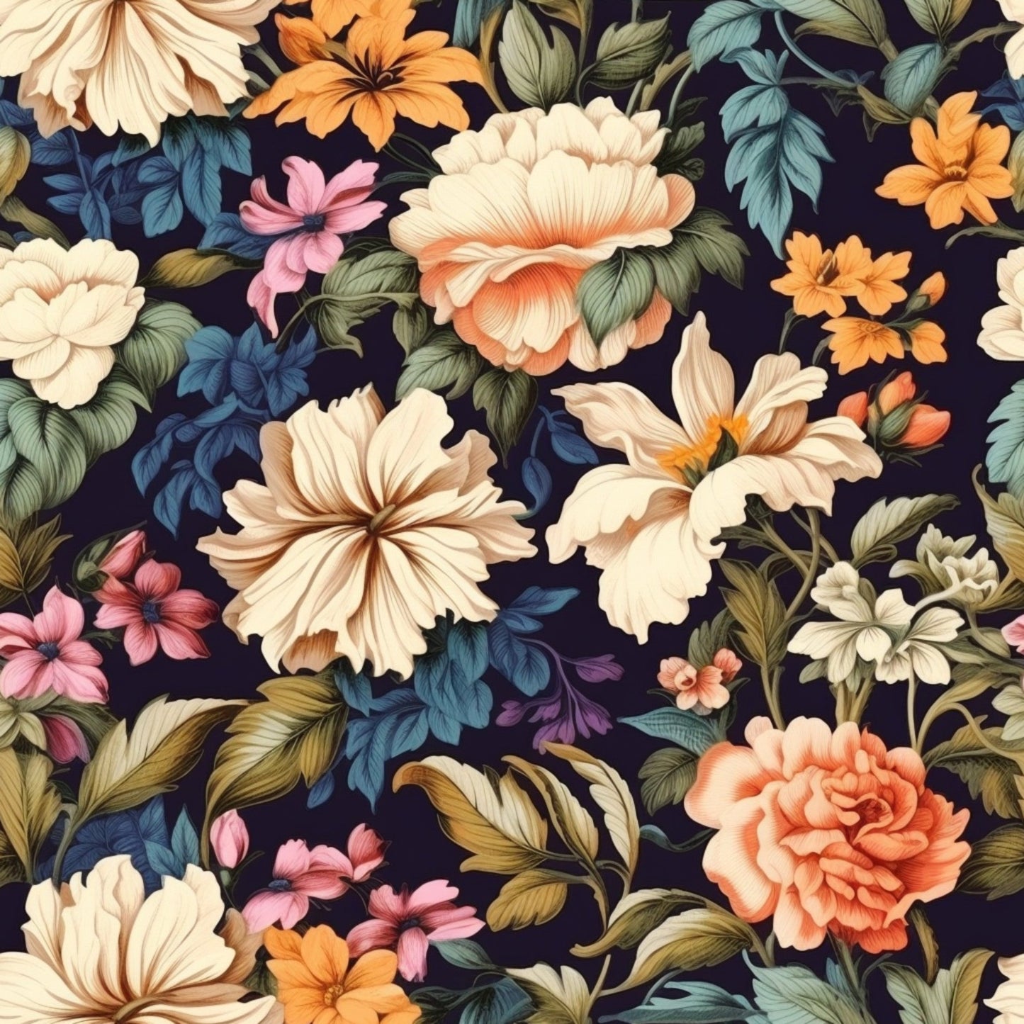 Vintage Floral Pattern 7 Quilting Cotton Fabric