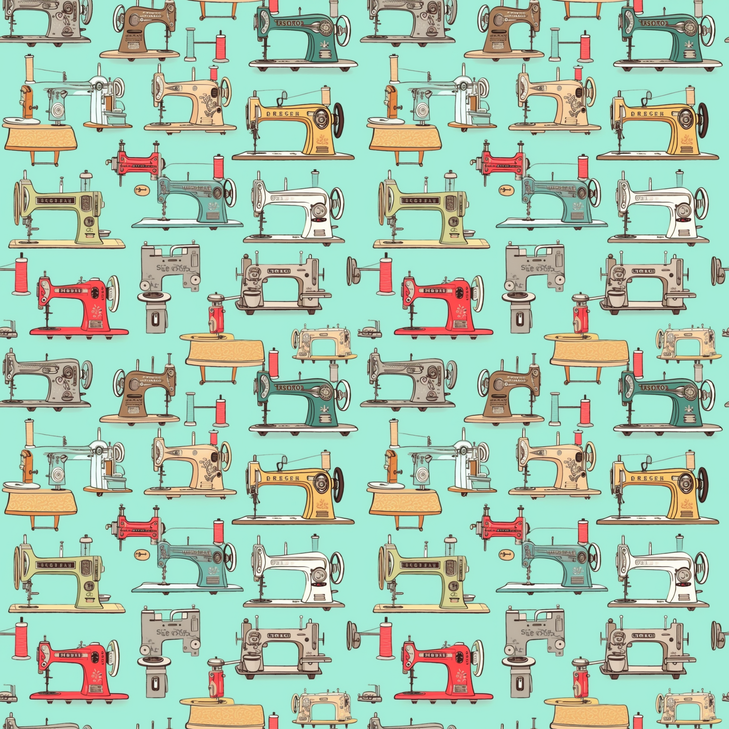 Vintage Sewing Machines Pattern 1 Quilting Cotton Fabric
