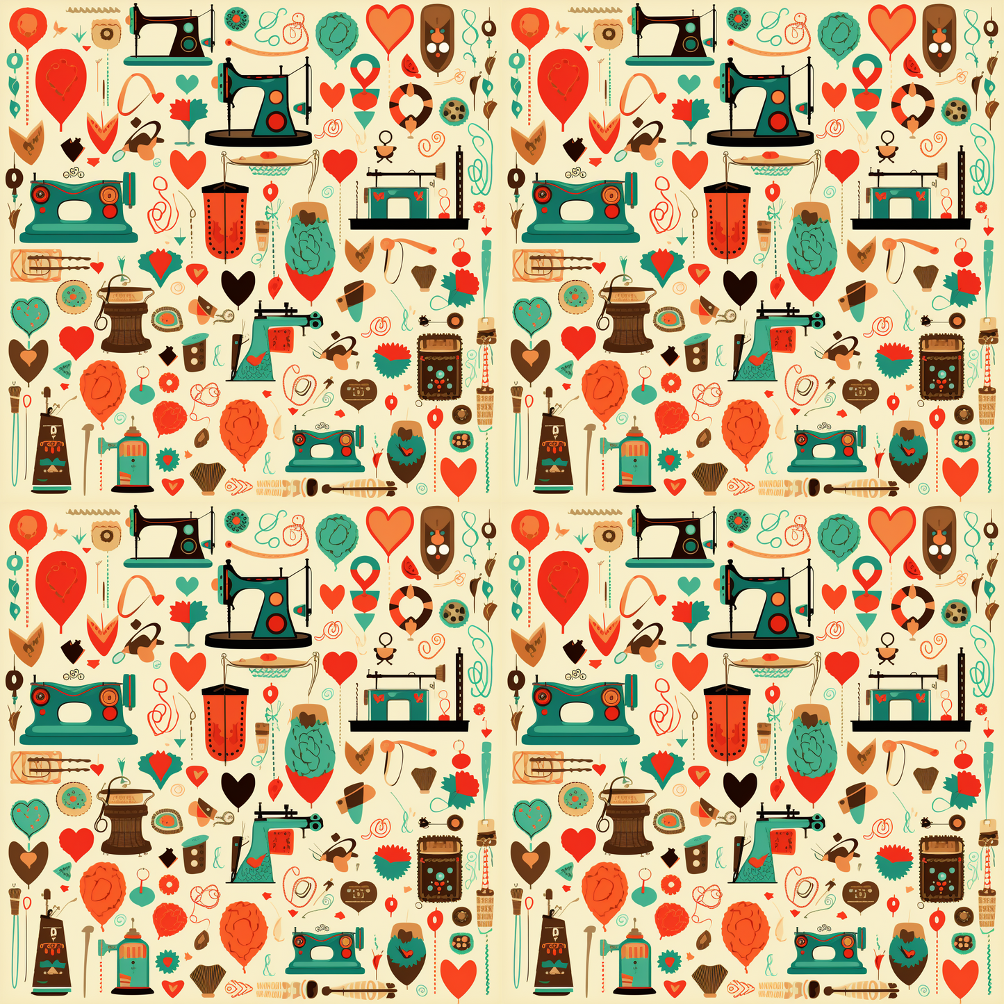 Vintage Sewing Machines Pattern 2 Quilting Cotton Fabric