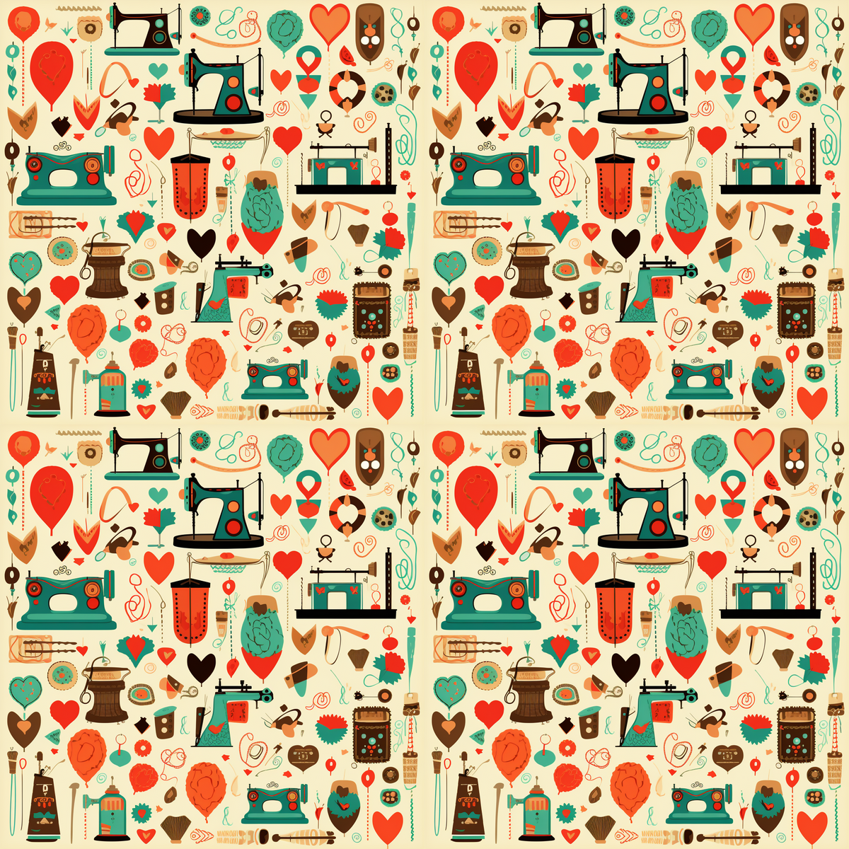 Retro Stitchery Pattern 2 Minky Fabric