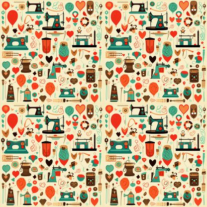 Retro Stitchery Pattern 2 Minky Fabric