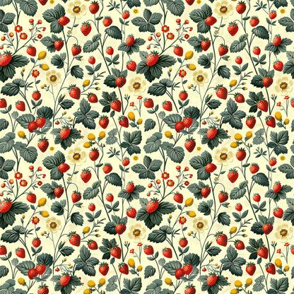 Vintage Strawberries Pattern 10 Quilting Cotton Fabric