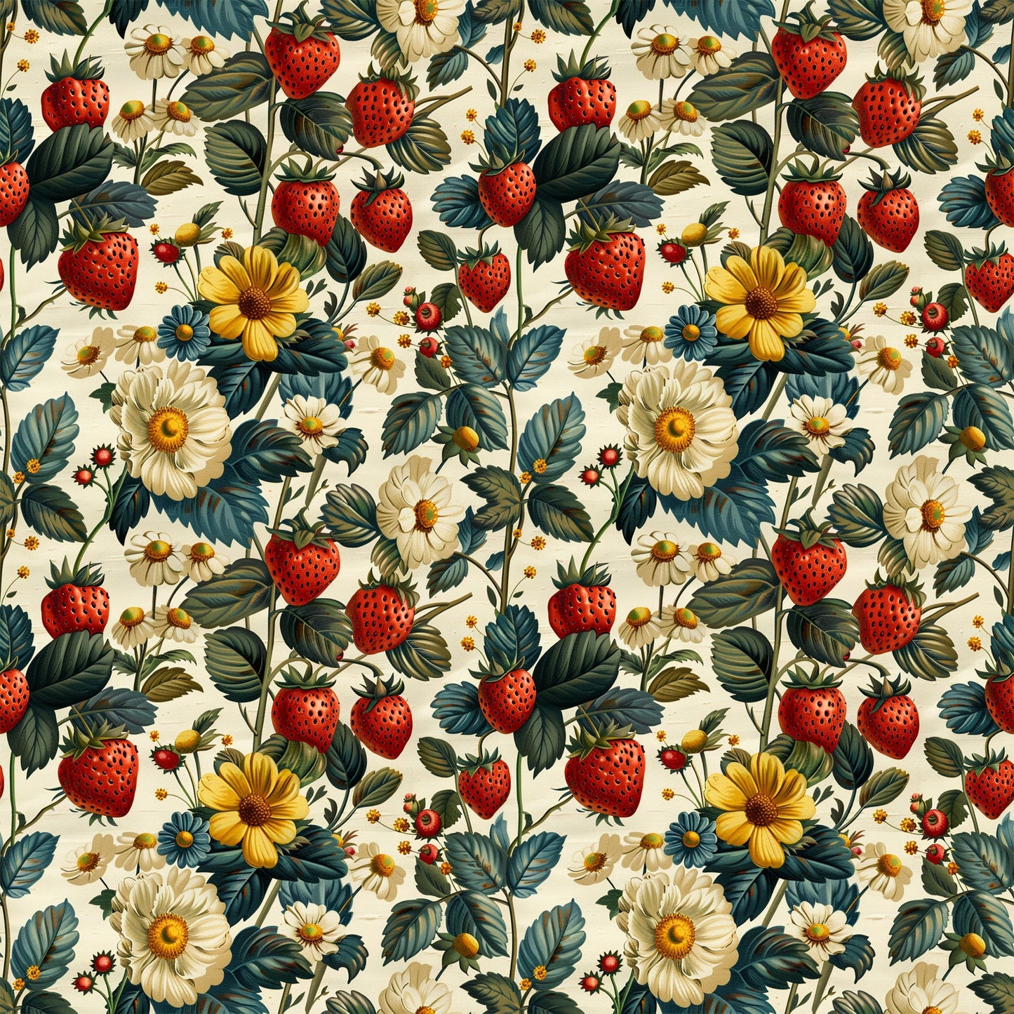Vintage Strawberries Pattern 12 Quilting Cotton Fabric