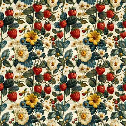 Vintage Strawberries Pattern 12 Quilting Cotton Fabric