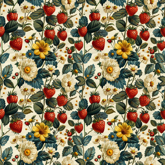 Vintage Strawberries Pattern 12 Quilting Cotton Fabric