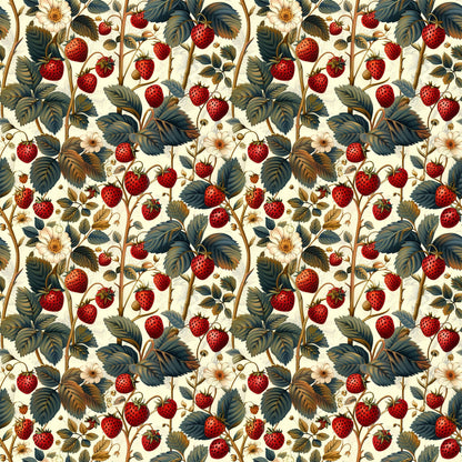 Vintage Strawberries Pattern 1 Quilting Cotton Fabric