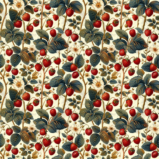 Vintage Strawberries Pattern 1 Quilting Cotton Fabric
