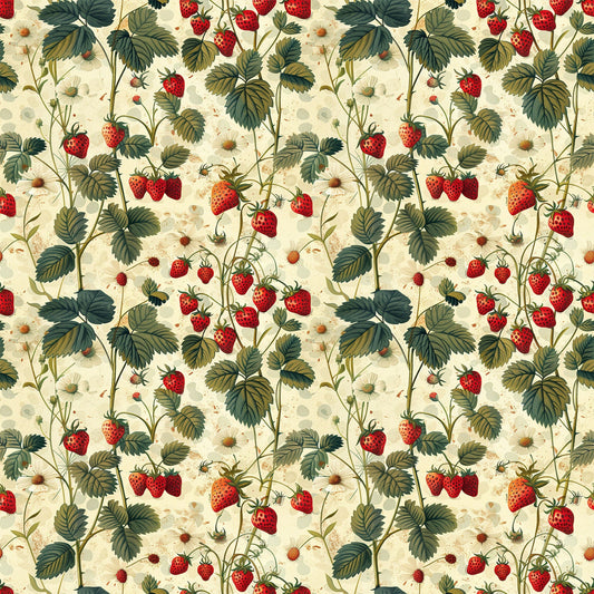 Vintage Strawberries Pattern 2 Quilting Cotton Fabric