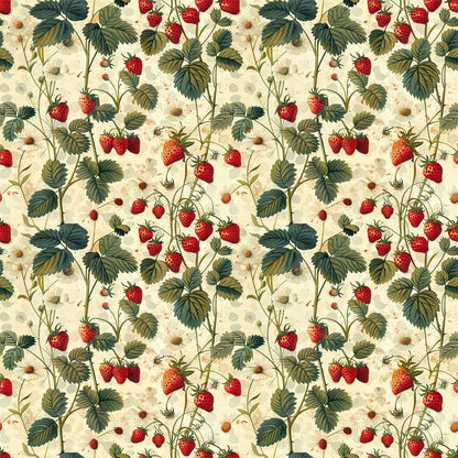 Vintage Strawberries Pattern 2 Quilting Cotton Fabric
