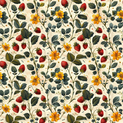 Vintage Strawberries Pattern 3 Quilting Cotton Fabric