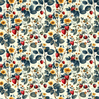 Vintage Strawberries Pattern 4 Quilting Cotton Fabric