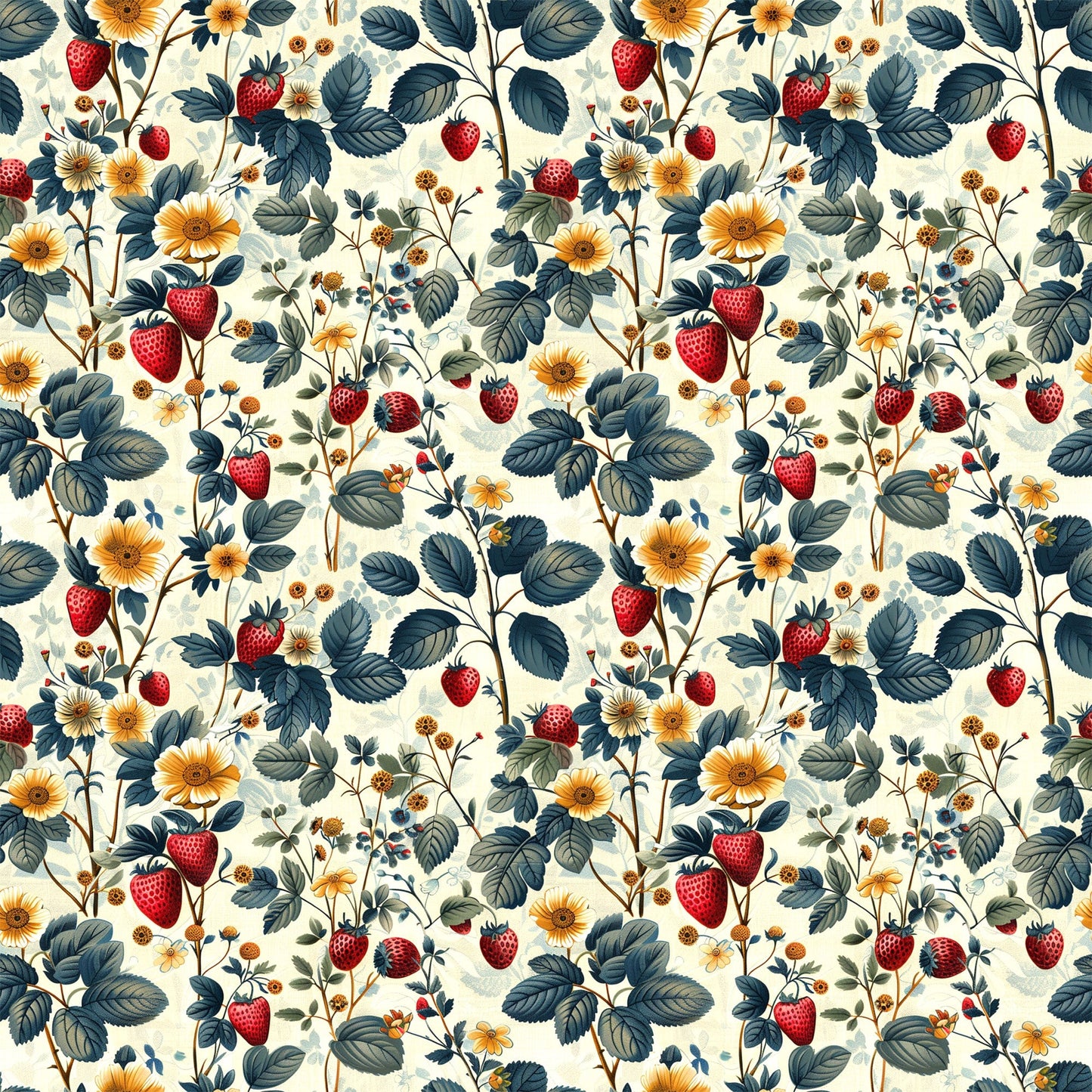 Vintage Strawberries Pattern 4 Quilting Cotton Fabric