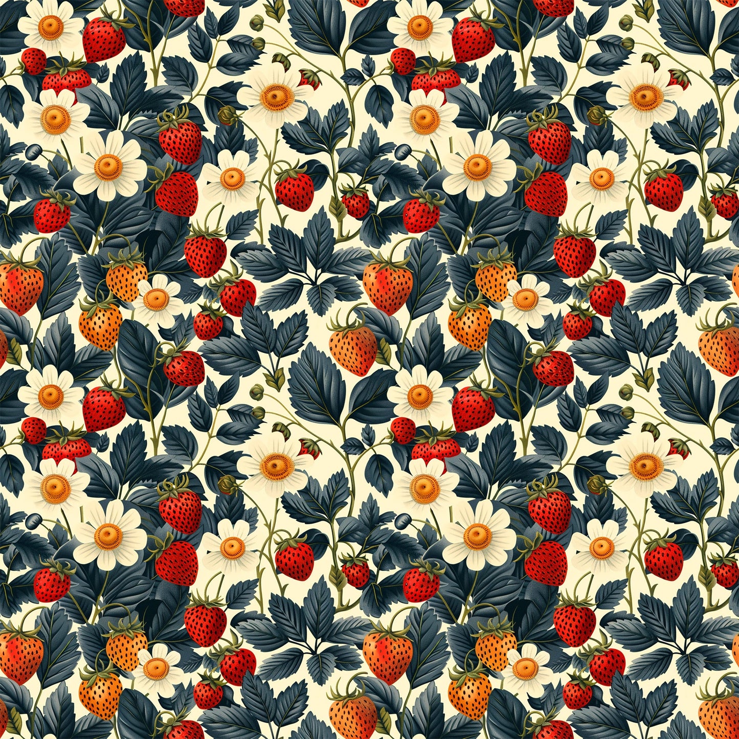 Vintage Strawberries Pattern 6 Quilting Cotton Fabric